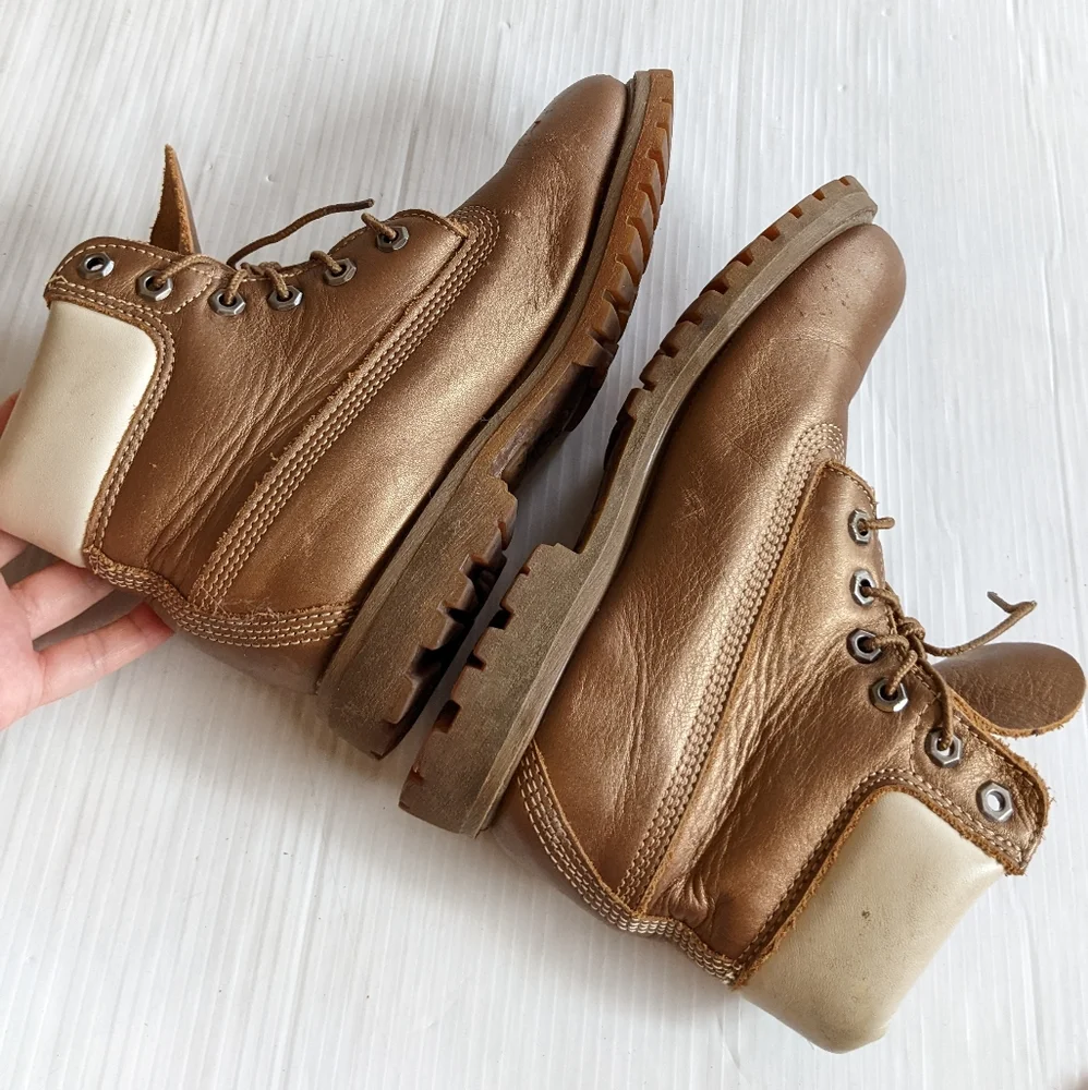 TIMBERLAND Premium Waterproof work hiking boots gold leather 6 eyelet